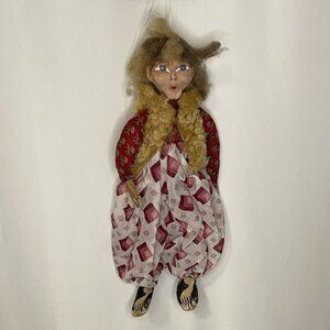 Vintage Doll Puppet 14" tall Marionette Folk Art Puppet Doll Gypsy OOAK Strange